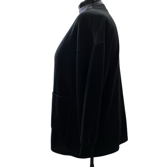 Women's size XL Solid Black Button up front patch pockets soft stretch Cardigan - Picture 3 of 7